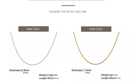 My Shape Rodada Cobra Cadeia Colar para Mulheres Homens Aço Inoxidável Link Cadeia 0.9mm 1.2mm 2mm Cadeia Gargantilha Moda Jóias Presentes