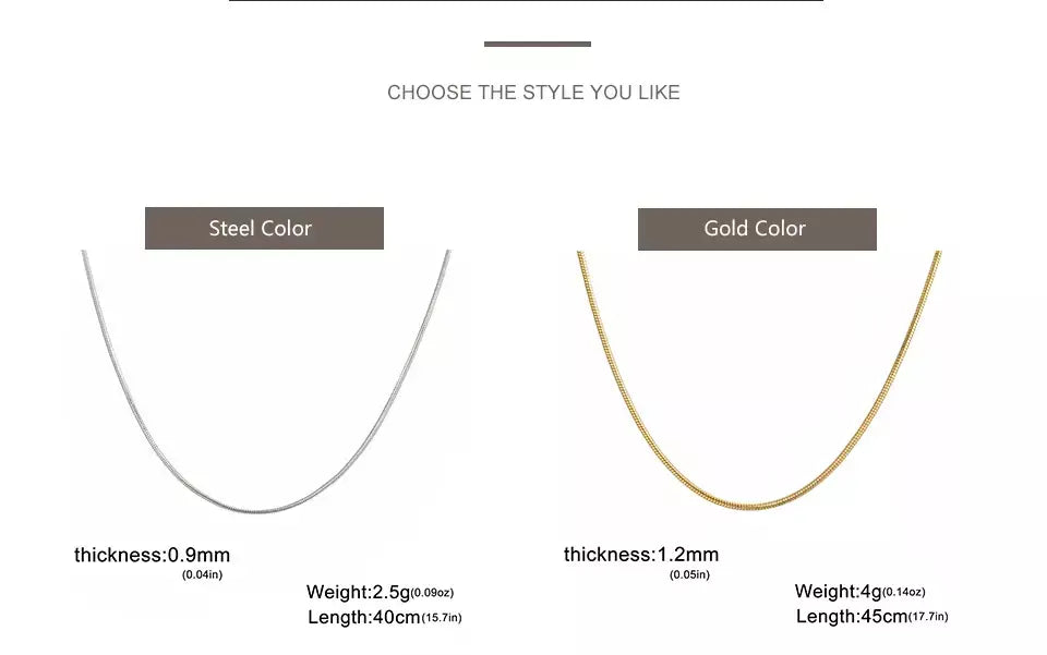 My Shape Rodada Cobra Cadeia Colar para Mulheres Homens Aço Inoxidável Link Cadeia 0.9mm 1.2mm 2mm Cadeia Gargantilha Moda Jóias Presentes