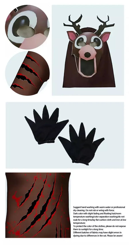 99 noites na floresta veados crianças cosplay traje animal veado coruja cosplay macacão trajes de festa de halloween para adultos crianças