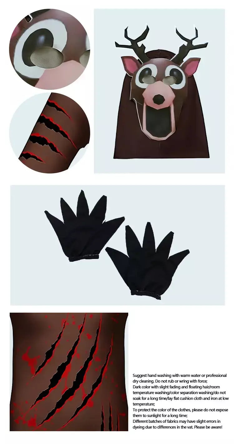 99 noites na floresta veados crianças cosplay traje animal veado coruja cosplay macacão trajes de festa de halloween para adultos crianças