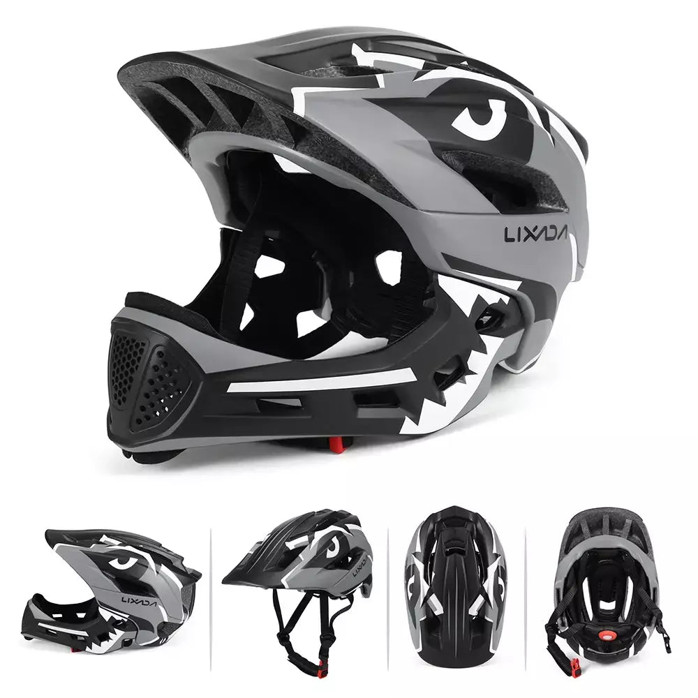 Capacete facial completo destacável para crianças, capacete de segurança esportivo para ciclismo, skate, patinação