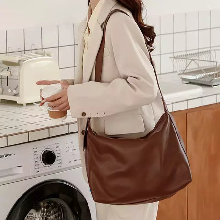 Bolsa Boston de couro PU para mulheres, bolsa de ombro de grande capacidade, bolsas crossbody, design de travesseiro vintage, casual