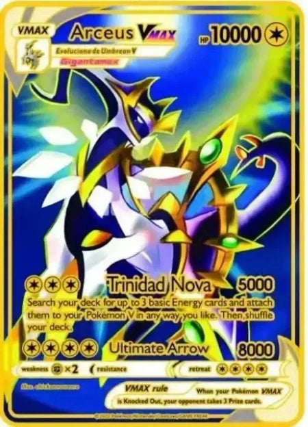 Pokemon English Metal Card Anime Pikachu Charizard Mewtwo Arceus Frog Flower Vmax GX Letters Game Collection Card Kids Toy Gifts