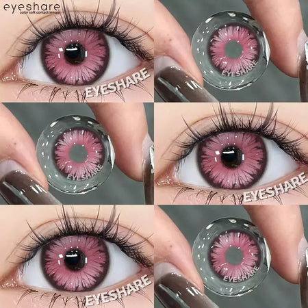 AMARA 1 par de lentes de contato coloridas para olhos, lentes azuis para cosplay de anime, lentes coloridas roxas, rosa y2k, lentes vermelhas coloridas