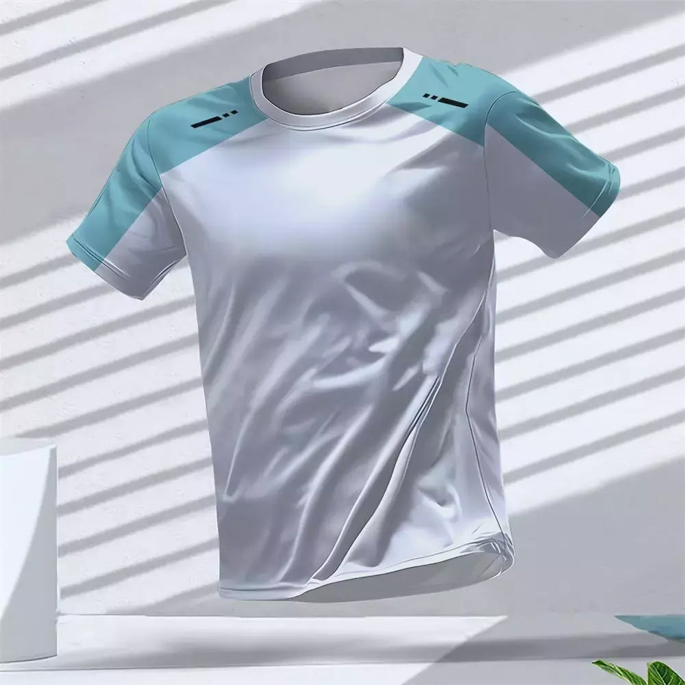 New Hot-Selling Outdoor Running Sports Respirável Quick-Secagem Roupas de Fitness Casual Wear Impressão 3D Em Torno Do Pescoço Adulto T-Shirt