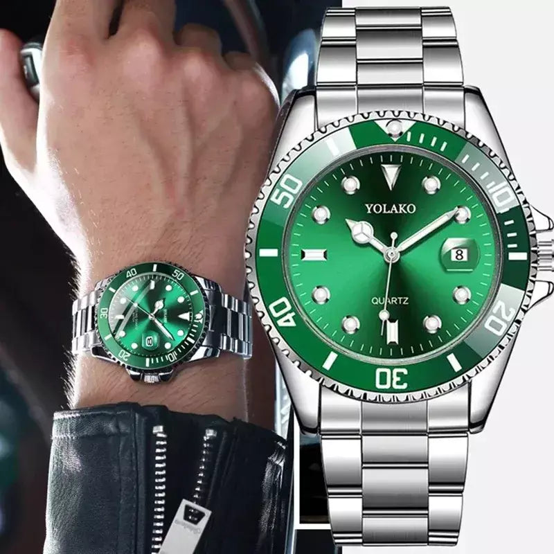Relógio de moda casual montre homme negócios masculino relógio de quartzo calendário água verde wok fantasma esporte masculino relógio de pulso