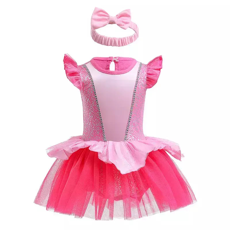 Baby Romper TUTU Vestido Com Headband Infantil Baby Princess Girl Roupas Tamanho 3-18M Cute Design Baby Dress Party Trajes