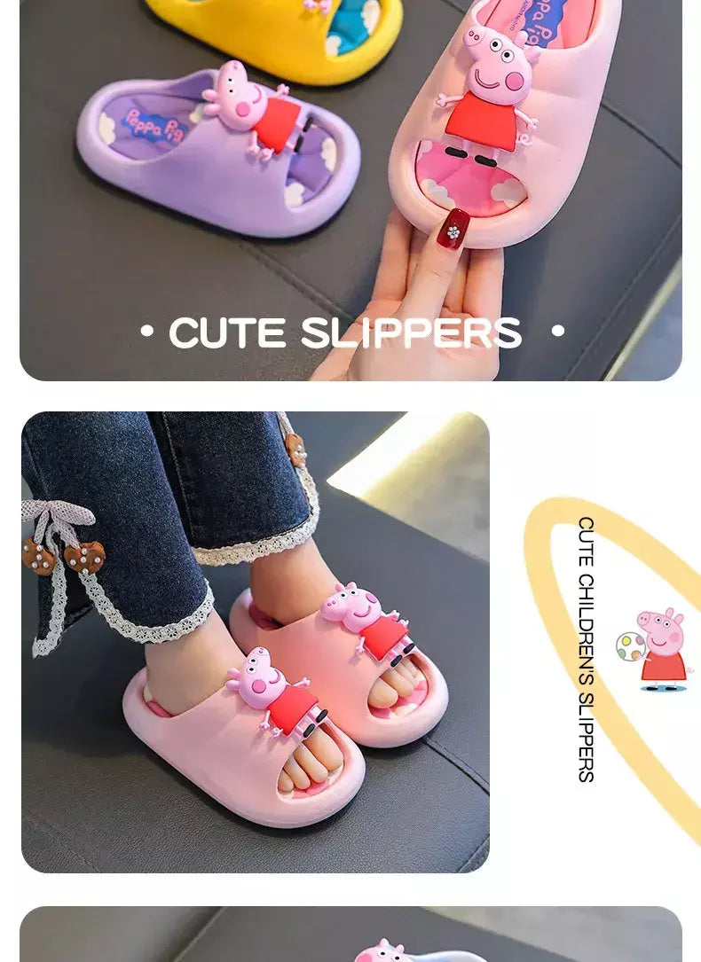 Peppa Pig Sandálias femininas de verão 2025 Novo estilo antiderrapante chinelos de banho internos para crianças em casa