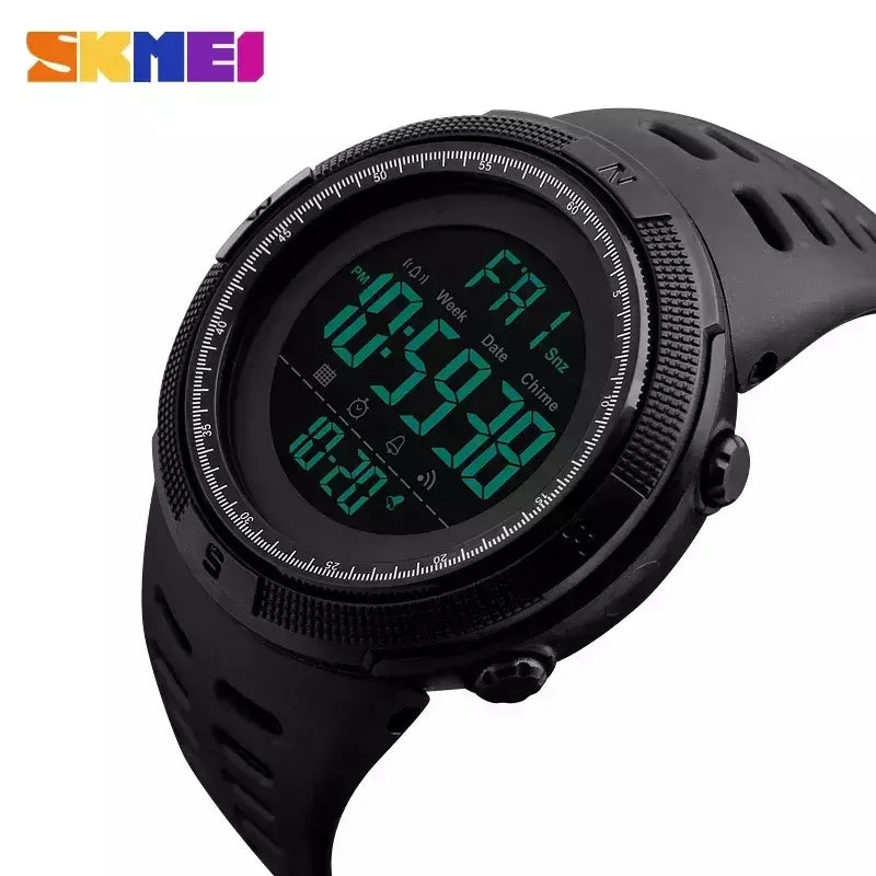 Skmei 1251 relógio digital à prova d'água para homens, relógio de pulso eletrônico esportivo com contagem regressiva, relógio militar led 1560 reloj hombre