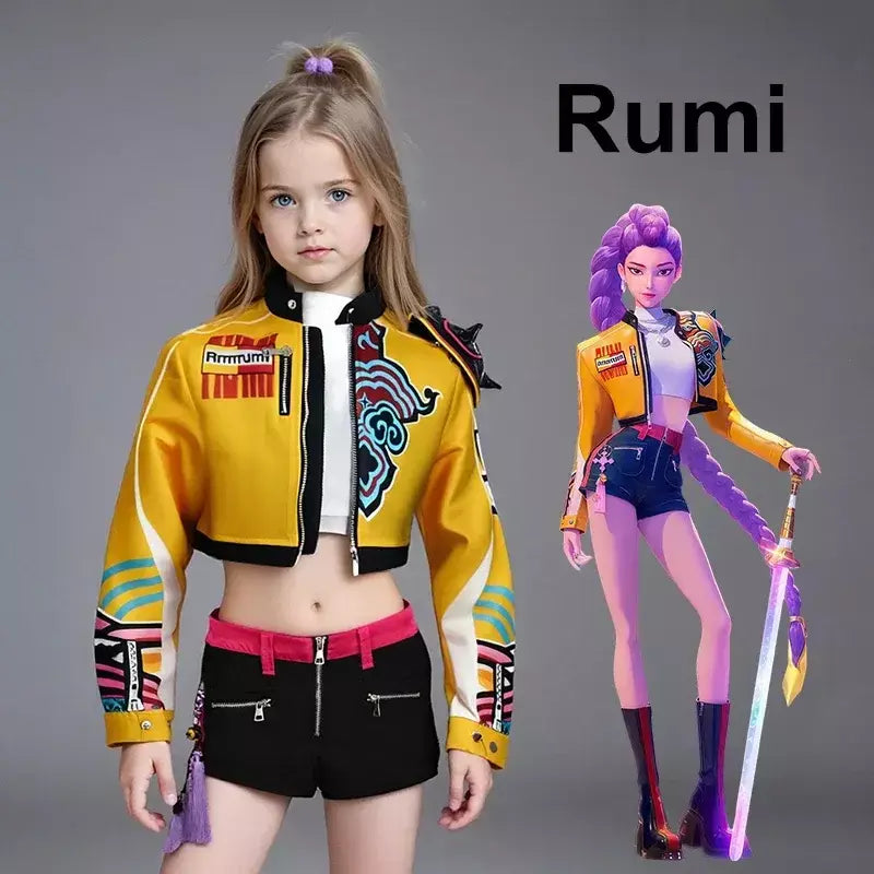 2025 halloween crianças cosplay desempenho traje roupa K-POP rumi grupo concerto roupas de halloween brinco acessório