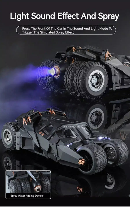 Grande escala 1:18 batmobile modelo de carro brinquedo o cavaleiro das trevas trilogia som luz deslizante spray liga veículos modelos ornamentos presentes
