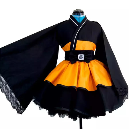 Anime shippuden uzumaki cosplay traje sexo réversão quimono lolita vestido meninas feminino japão estilo vestidos
