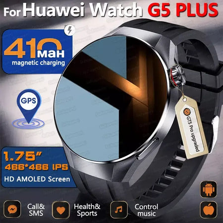 2025 novo relógio original g5 plus relógio inteligente 1.75 "hd tela amoled gps pista freqüência cardíaca bluetooth chamada bússola smartwatch para homem