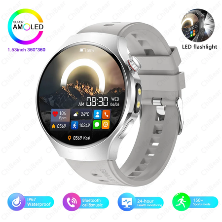 Novo relógio inteligente masculino tela de toque completa bússola bluetooth chamada lanterna esportes atividade fitness freqüência cardíaca à prova dwaterproof água smartwatch