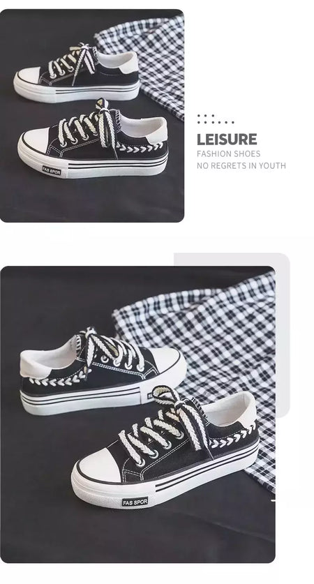 Chunky Platform Canvas Shoes para mulheres, treinadores ao ar livre, tênis casuais para meninas, aumento de altura, treinamento