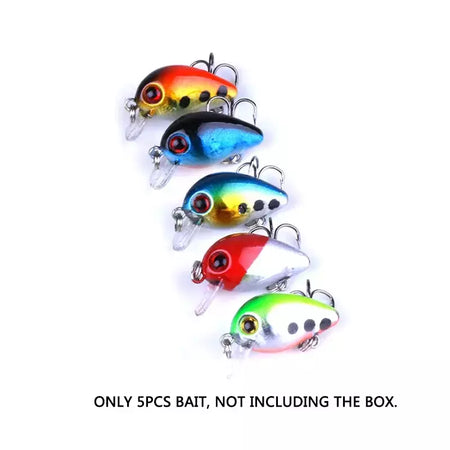5 pçs/set mini kit crankbait 1.5g/3cm isca de pesca wobblers pequeno artificial flutuante isca dura equipamento de pesca com caixa pesca
