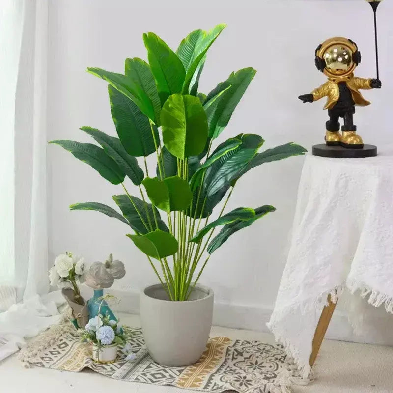 1pc plantas artificiais grande palmeira tropical falso plantas de banana folhas toque real plástico monstera para casa jardim festa decoração