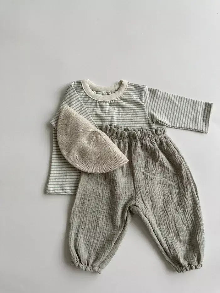 Calças de bebê de algodão orgânico recém-nascidos outono primavera verão inverno bonito impressão macia musselina roupas calças pantalons capris