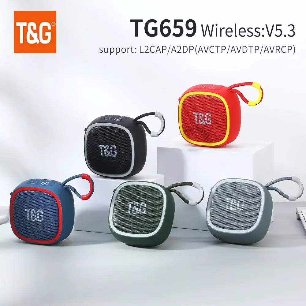 Alto-falante bluetooth tg659 mini alto-falantes portáteis sem fio poderosos tws bt 5.3 caixa de som alto-falante de alta fidelidade suporta cartão tf rádio