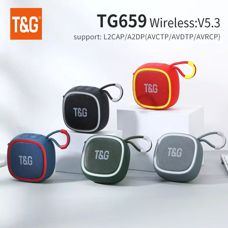 Alto-falante bluetooth tg659 mini alto-falantes portáteis sem fio poderosos tws bt 5.3 caixa de som alto-falante de alta fidelidade suporta cartão tf rádio