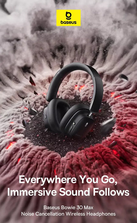 Baseus bowie 30 max fones de ouvido bluetooth 45db cancelamento de ruído hi-res ldac sobre a orelha fone de ouvido 3d áudio espacial sem fio
