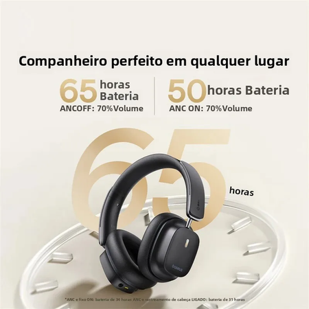 Baseus bowie 30 max fones de ouvido bluetooth 45db cancelamento de ruído hi-res ldac sobre a orelha fone de ouvido 3d áudio espacial sem fio