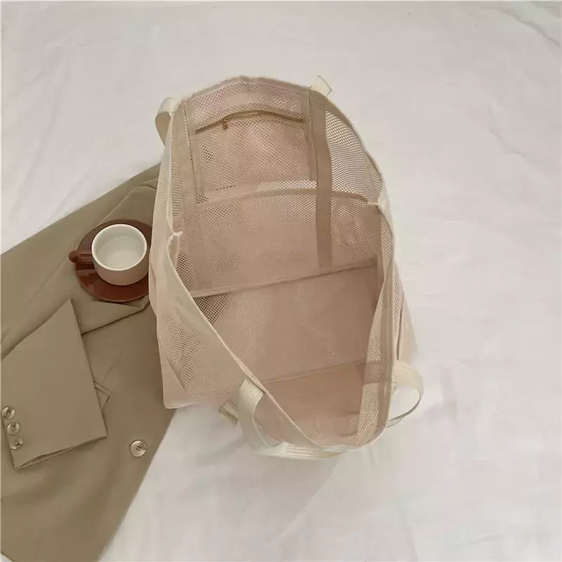 Bolsa de praia de malha portátil para mulheres, maquiagem, bolsa de lavagem, organizador de banho, Shopper Totes, verão