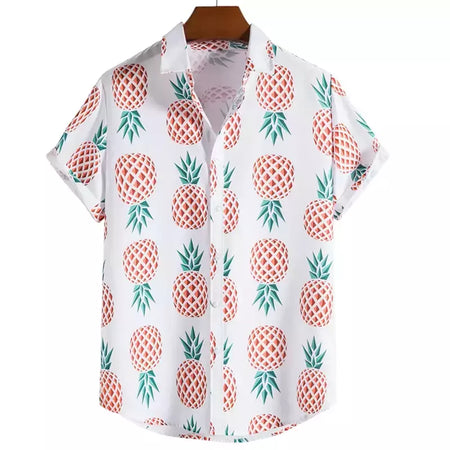 Camisa havaiana dos homens 3D fruta impressão curta manga rápida secagem camisa de praia dos homens oversized ao ar livre camisa dos homens camisa casual