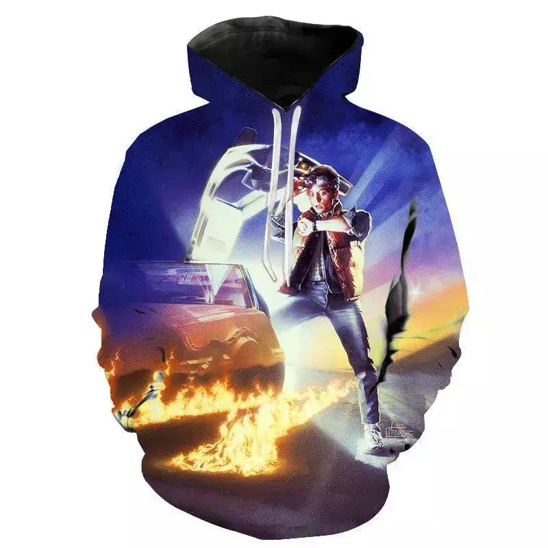 Homens e mulheres de volta para o futuro 3D filme impressão com capuz moletons, Hoodie extragrande, crianças pulôver, moletons, casaco moda