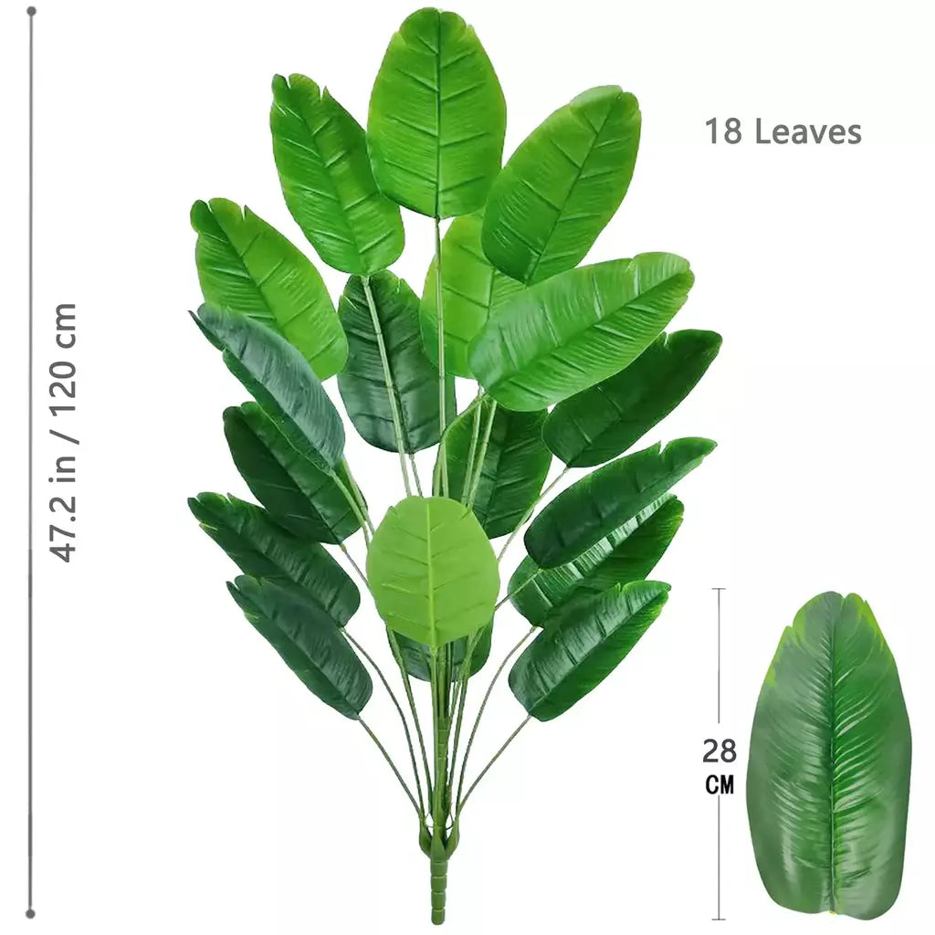 Palmeira tropical artificial 60-90-120cm(47,2 pol.) folhas de planta de banana falsa toque real planta de plástico strelitzia para jardim doméstico