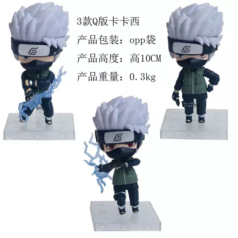 Naruto Action Figure Anime para Adultos, Uchiha Itachi, Kakashi Cartoon Toys, Ornamento Colecionável Itachi Akatsuki, Presente, 11cm, 3 peças por conjunto
