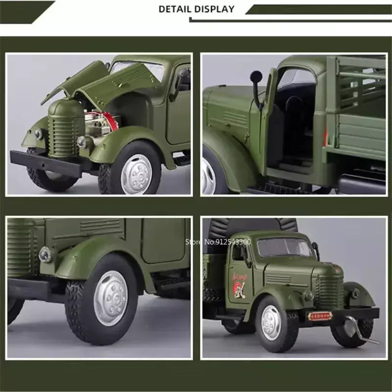 1:24 ca10 caminhão vintage modelo de carro blindado brinquedo liga diecast militar transportadora veículos modelos som luz crianças presentes