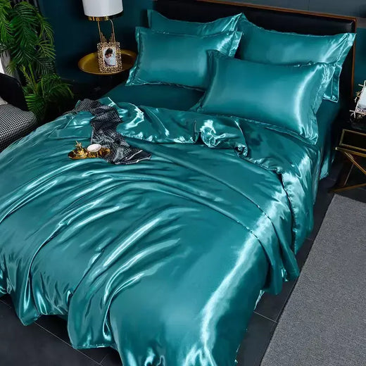 Conjunto de cama sedoso puro cetim, edredão de luxo, lençóis e fronha, cama queen e king size, cama de solteiro e casal