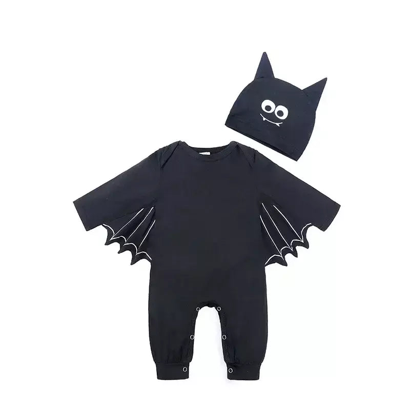 Umorden 2 pçs/set unissex morcego preto traje do bebê meninas meninos meu primeiro roupa de halloween algodão 3-6m 6-12m 12-18m 18-24m