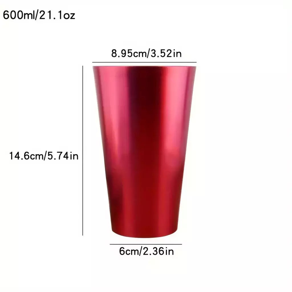 Conjunto de 6 peças 21oz/600ml barra de vidro de suco de alumínio bebida fria copo de cola copo de café reutilizável cerveja congelada cocktail copo de alumínio