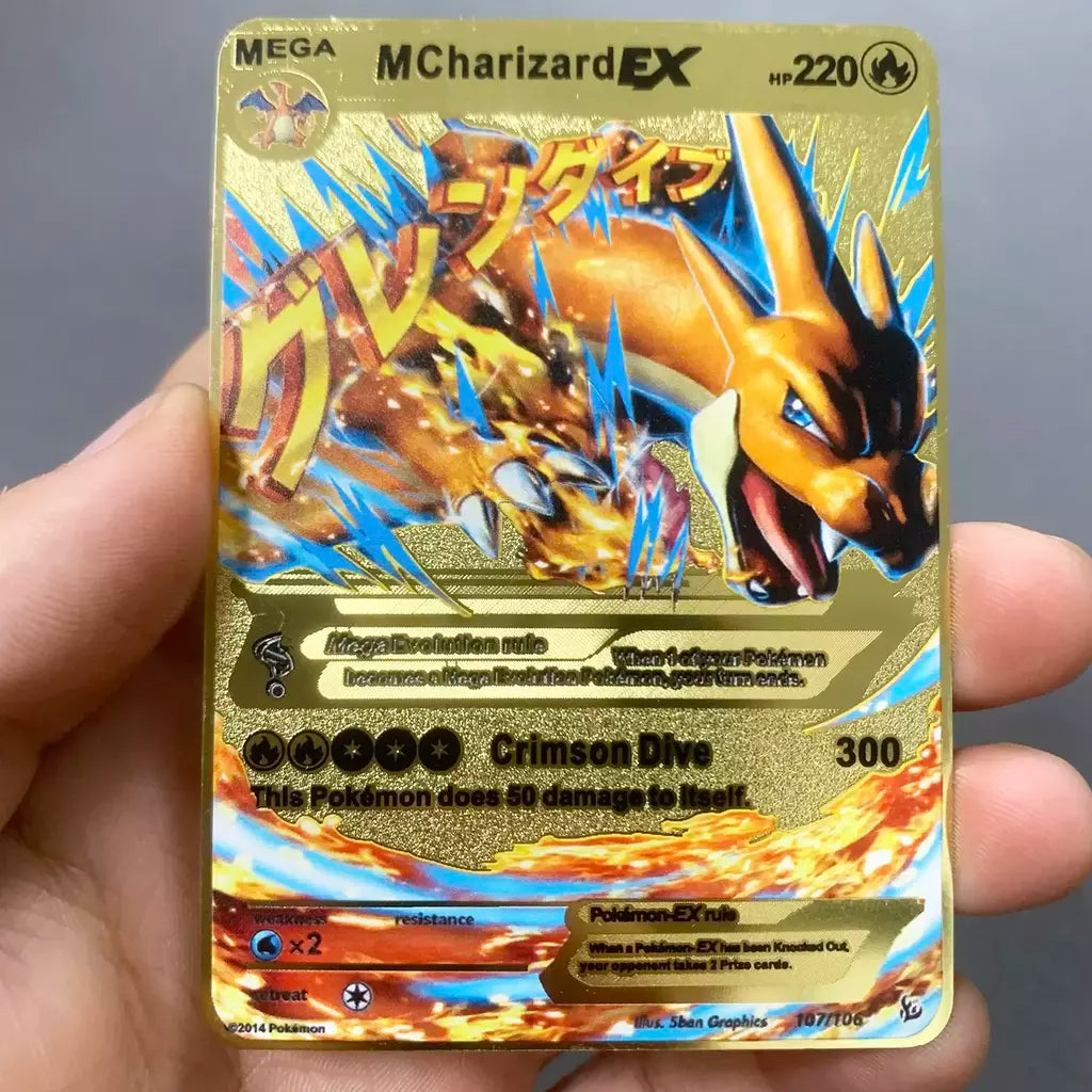 999999 Pontos hp pokemon cartão de metal charizard ouro metal super cartões inglês cartão mewtwo vmax mega anime jogo coleção presentes