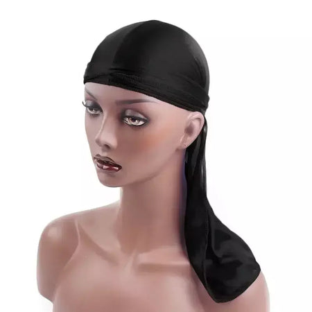 Elasticidade baotou boné faixas de cabelo simulação sedosa durag cauda longa chapéu pirata bandana turbante para crianças criança fita acessórios