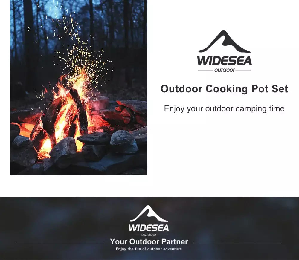 Widesea acampamento sistema de cozinha com trocador calor ao ar livre queimador gás fogão turista pote conjunto copo talheres panelas turismo caminhada