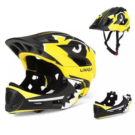Capacete facial completo destacável para crianças, capacete de segurança esportivo para ciclismo, skate, patinação