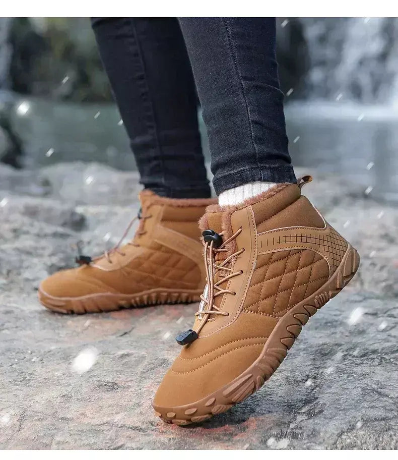 2024 novas botas de inverno para homens neve descalço mulheres ao ar livre antiderrapante pele quente tênis casuais plus size botas de tornozelo sapatos de caminhada