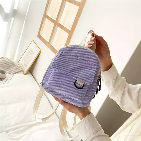 Mini mochila feminina, mochila escolar de veludo simples pequena, grande capacidade, mochila feminina durável, monocromática, casual, viajando, moda