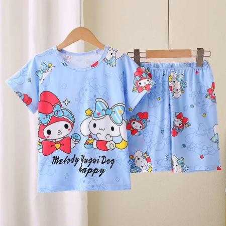 Novo verão crianças pijamas conjunto de 2 peças roupas de ar condicionado para meninos meninas bebê manga curta roupas para casa na moda