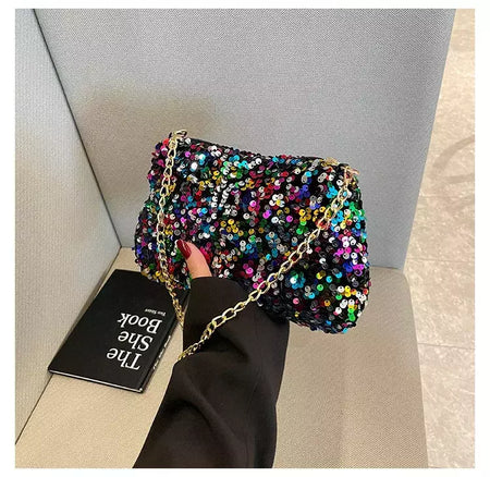 Lantejoulas crossbody saco de corrente simples ins cor sólida lantejoulas bolsa de ombro axilas bolsa de telefone noite sacos de embreagem bolsa