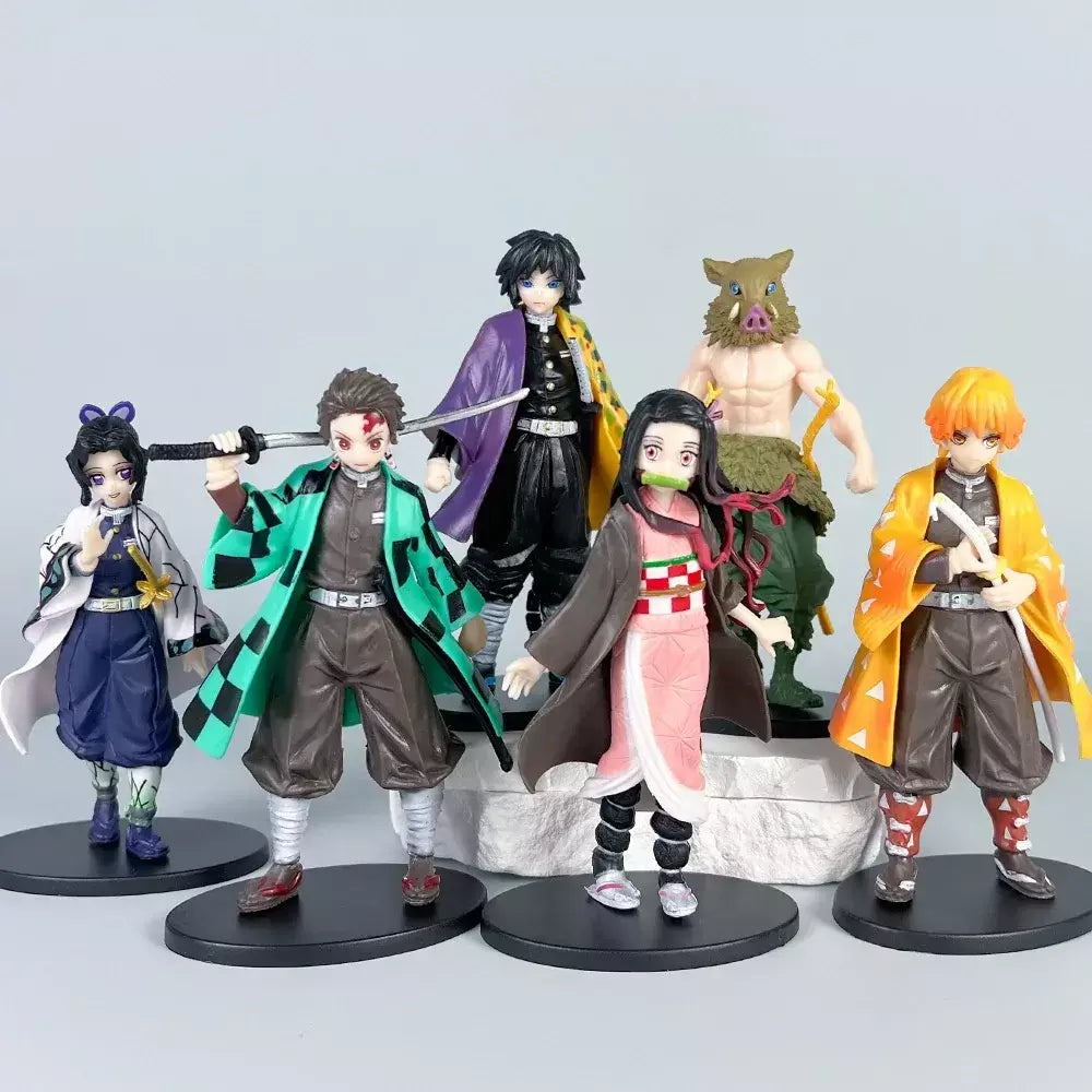 Anime demon slayer kimetsu no yaiba figura kamado tanjirou figura de ação agatsuma zenitsu nezuko guerreiro pvc modelo brinquedos