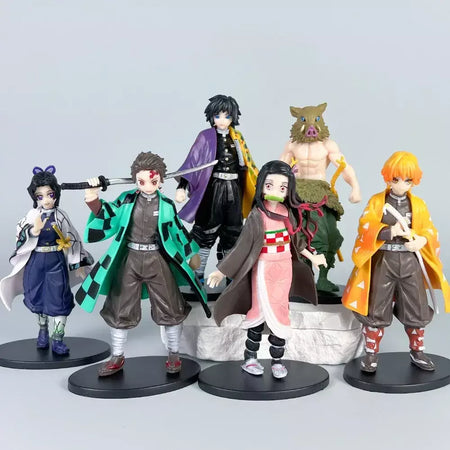 Anime demon slayer kimetsu no yaiba figura kamado tanjirou figura de ação agatsuma zenitsu nezuko guerreiro pvc modelo brinquedos