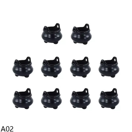 10 pçs halloween bruxa chapéu decorações chapéus em miniatura caldeirão potes chaleira ornamento festa de halloween decoração para casa diy artesanato