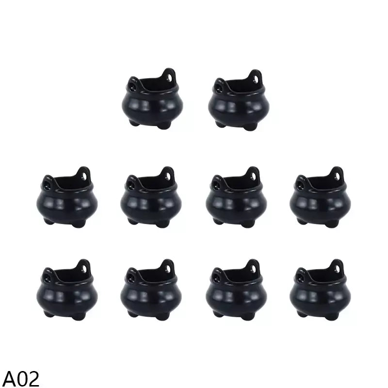10 pçs halloween bruxa chapéu decorações chapéus em miniatura caldeirão potes chaleira ornamento festa de halloween decoração para casa diy artesanato