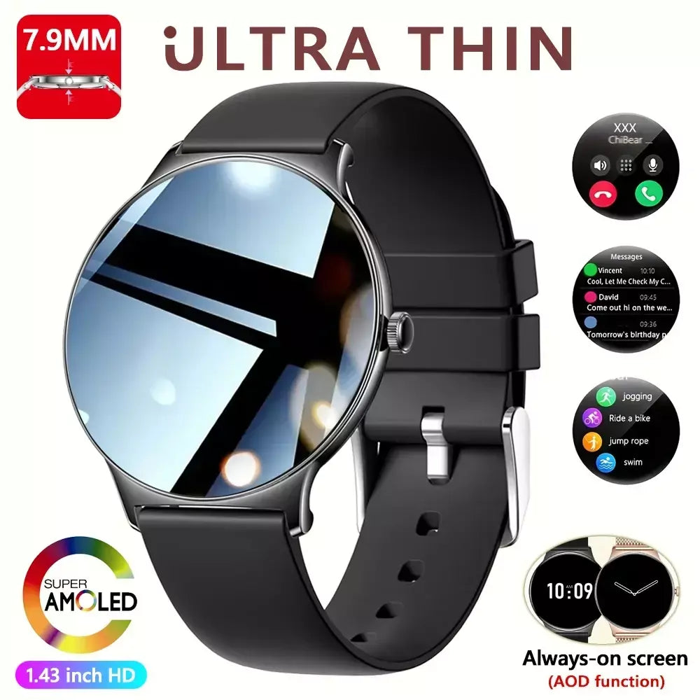 Para huawei novo ultra fino amoled relógio inteligente tela feminina sempre exibir tempo freqüência cardíaca bt chamando high-end moda smartwatch