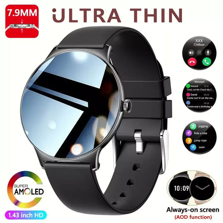 Para huawei novo ultra fino amoled relógio inteligente tela feminina sempre exibir tempo freqüência cardíaca bt chamando high-end moda smartwatch