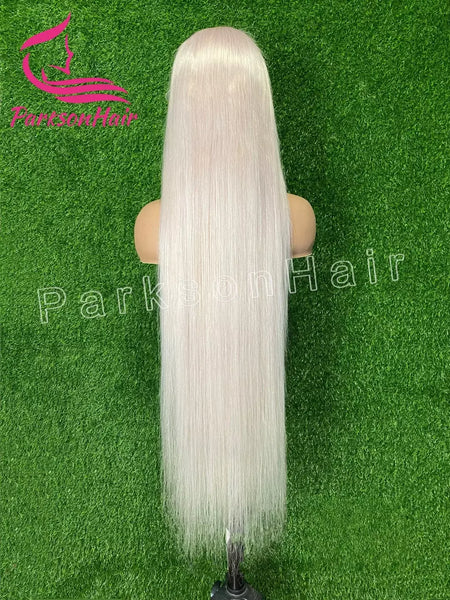40 Polegada platina reta hd 13x6 13x4 peruca frontal do laço perucas de cabelo humano pré-arrancadas # 60 peruca frontal de renda suíça branca para mulheres
